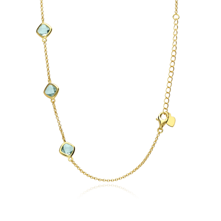 Gargantilla Plata Baño Oro 18k y circonitas "Aqua"