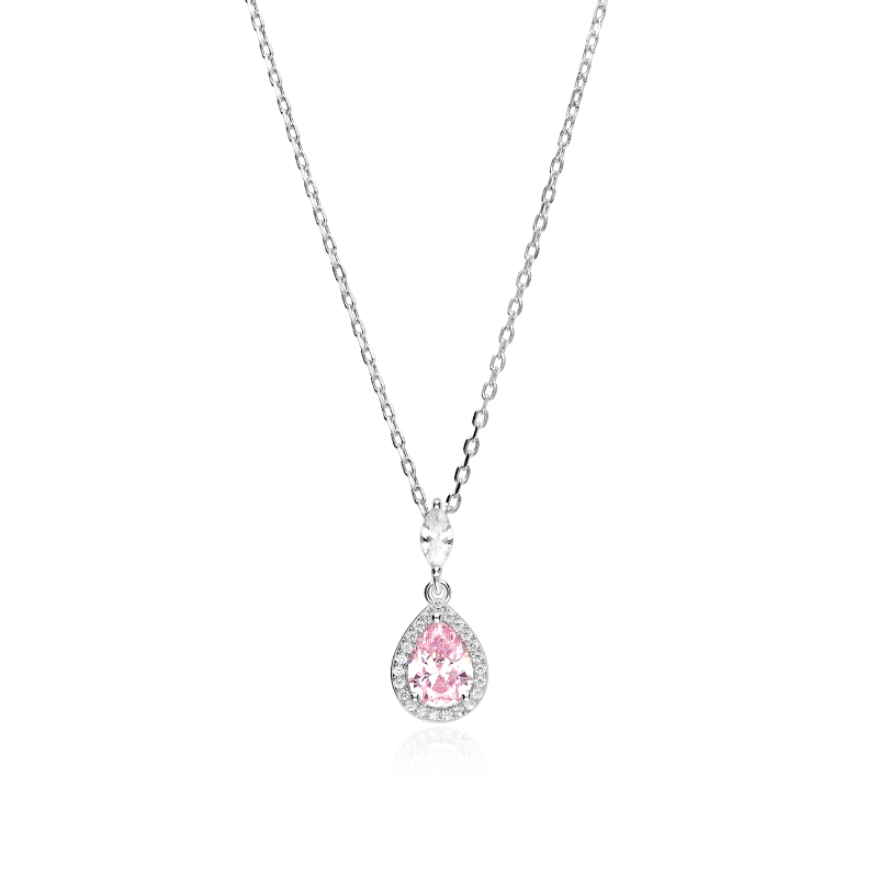 Gargantilla Plata de ley y circonita rosa "Ruze"