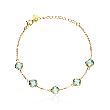 Pulsera Plata primera ley y circonitas aguamarina "Aqua"