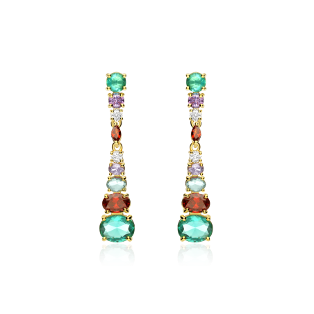 Pendientes Plata baño Perla y piedras "Frida"