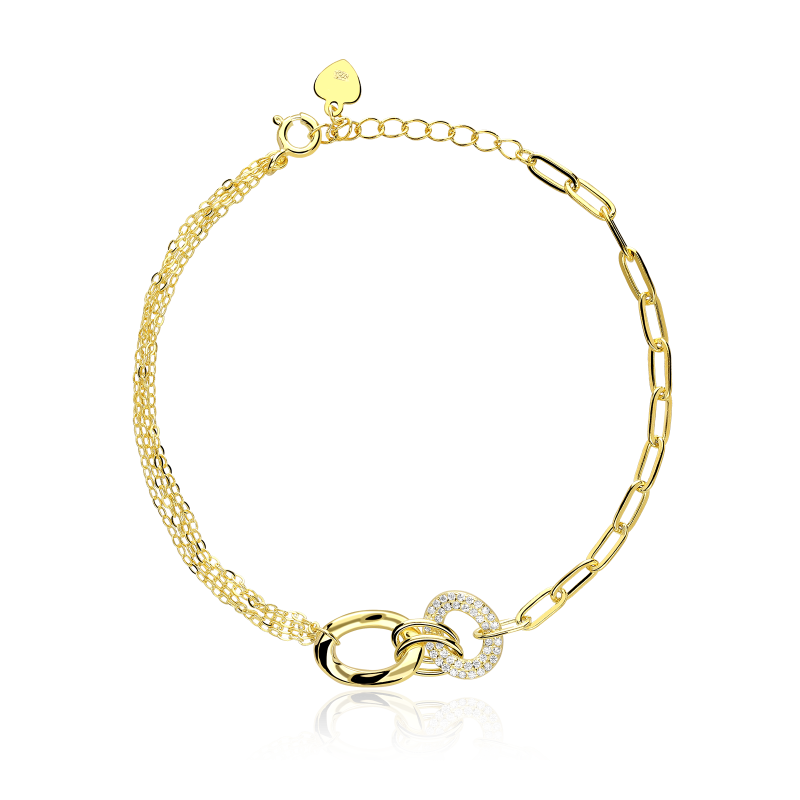 Pulsera Plata primera ley baño Oro "Mya"