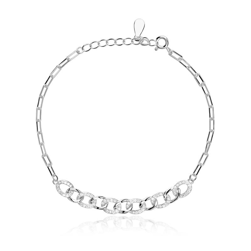 Pulsera Plata primera ley y circonitas "Kette"