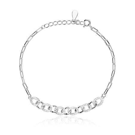 Pulsera Plata primera ley y circonitas "Kette"