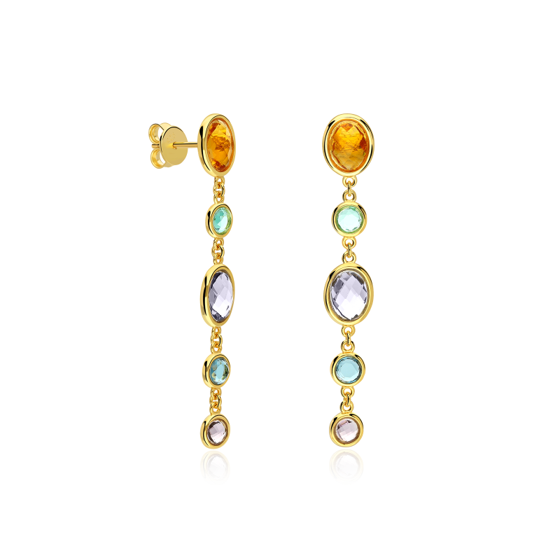 Pendientes Plata baño Oro con circonitas "Warmy" Pendientes Plata baño Oro con circonitas "Warmy"