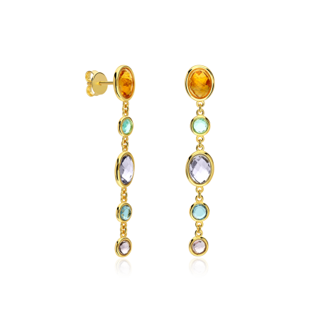 Pendientes Plata baño Oro con circonitas "Warmy"
