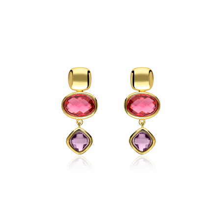 Pendientes Plata baño Oro con circonitas "Afrodita"