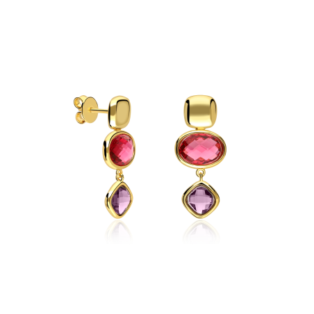 Pendientes Plata baño Oro con circonitas "Afrodita"