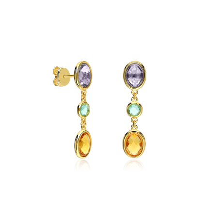 Pendientes Plata baño Oro con circonitas "Cozy"