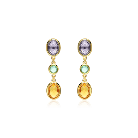 Pendientes Plata baño Oro con circonitas "Cozy"