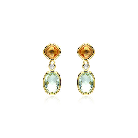 Pendientes Plata baño Oro con circonitas "Monroe"