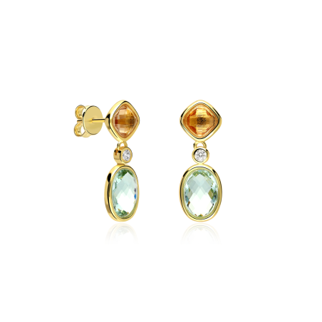 Pendientes Plata baño Oro con circonitas "Monroe"
