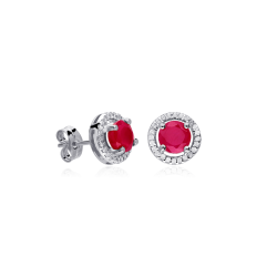 PENDIENTES "COLOR LIFE" ORO BLANCO 18K  RUBIES Y CIRCONITAS