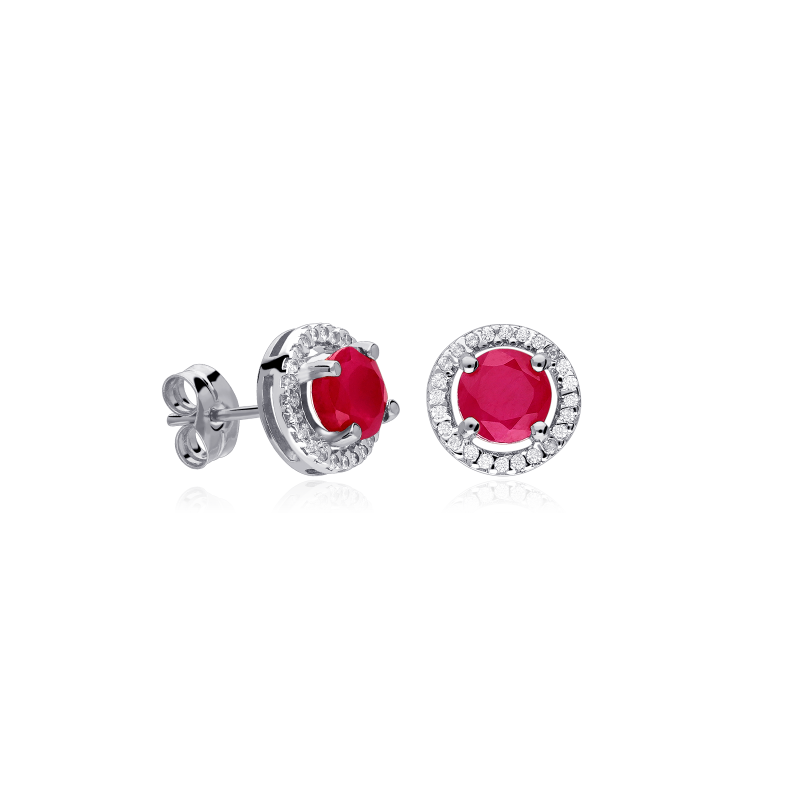 PENDIENTES "COLOR LIFE" ORO BLANCO 18K  RUBIES Y CIRCONITAS