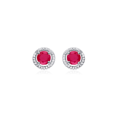 PENDIENTES "COLOR LIFE" ORO BLANCO 18K  RUBIES Y CIRCONITAS