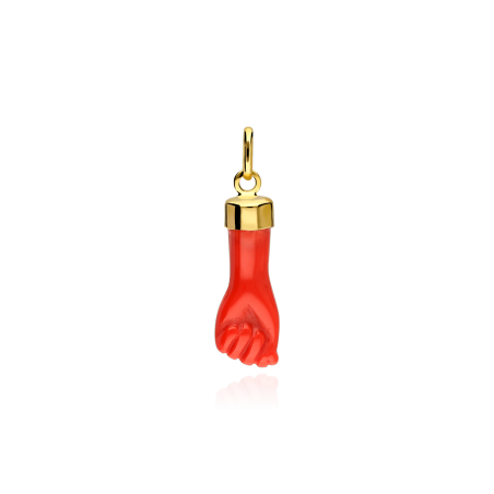 COLGANTE "HIGA" 26MM PUÑO ROJO ORO 18K