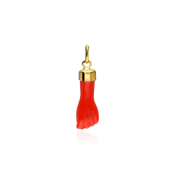 COLGANTE "HIGA" 26MM PUÑO ROJO ORO 18K