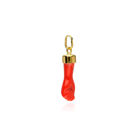 COLGANTE "HIGA" 26MM PUÑO ROJO ORO 18K