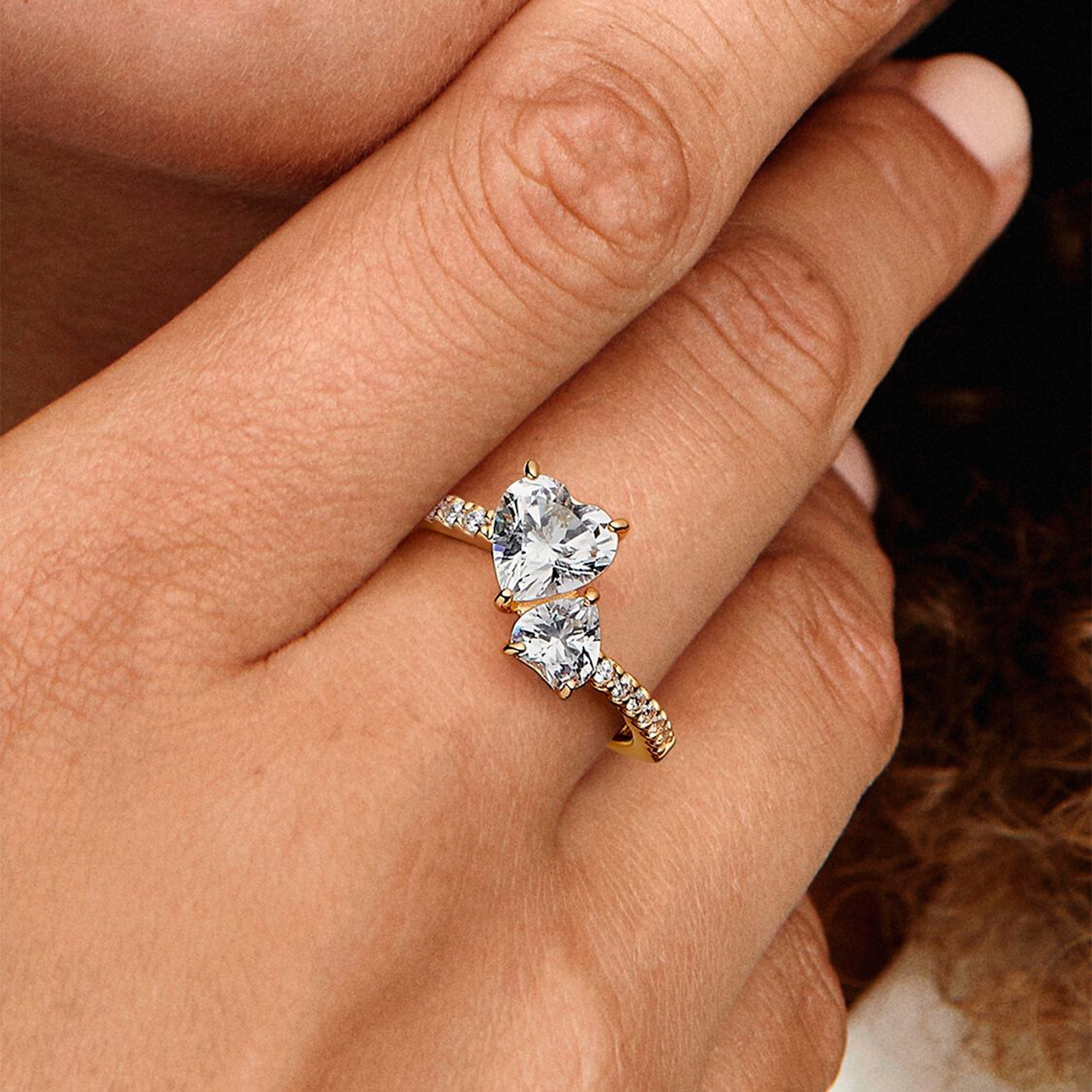 Anillo Pandora Corazón Doble Brillante 161198C01 Joyerías Sánchez