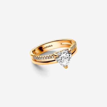 Anillo Pandora Corazón Doble Banda 163100C01