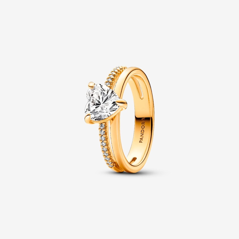 Anillo Pandora Corazón Doble Banda 163100C01