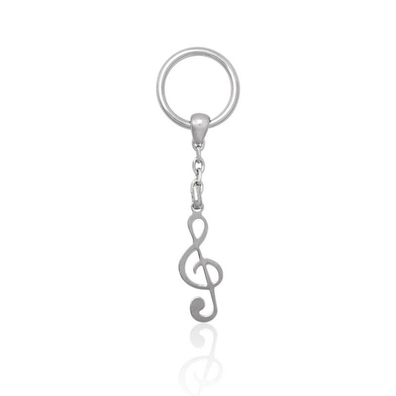 Kongqiabona Moda Unisex Acero Inoxidable Chapado En Plata Metal Clave de Sol Icono Musical Símbolo Llavero Llavero de Regalo