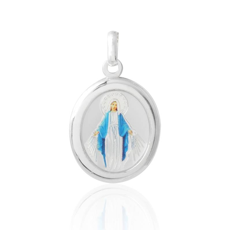 MEDALLA "VIRGEN DE LA MILAGROSA" PLATA DE PRIMERA LEY OVALADA