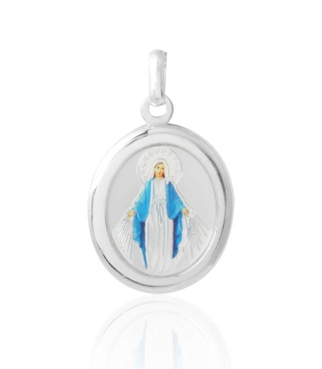 MEDALLA "VIRGEN DE LA MILAGROSA" PLATA DE PRIMERA LEY OVALADA