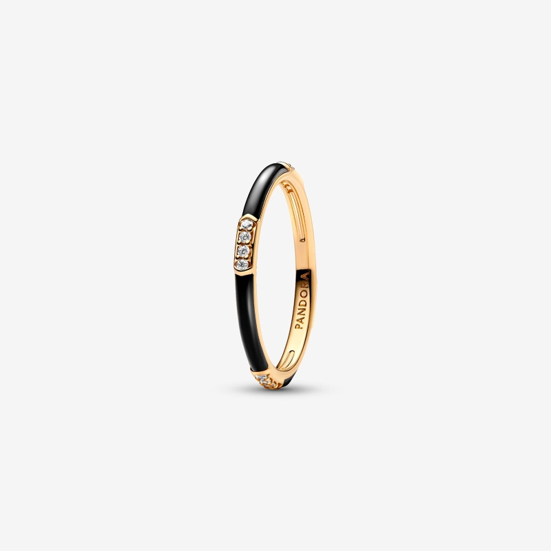 Anillo Pandora Circonitas Esmalte Negro 163686C01