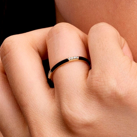 Anillo Pandora Circonitas Esmalte Negro 163686C01