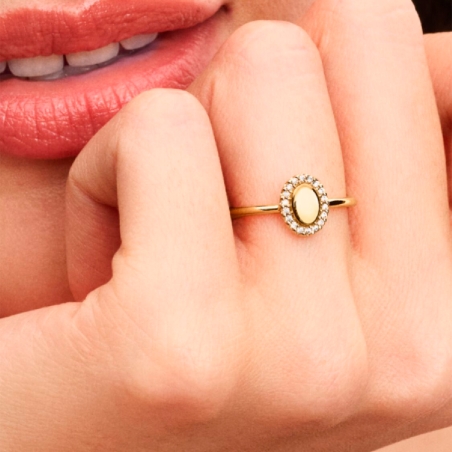 Anillo Pandora Halo Ovalado Grabable 163800C01