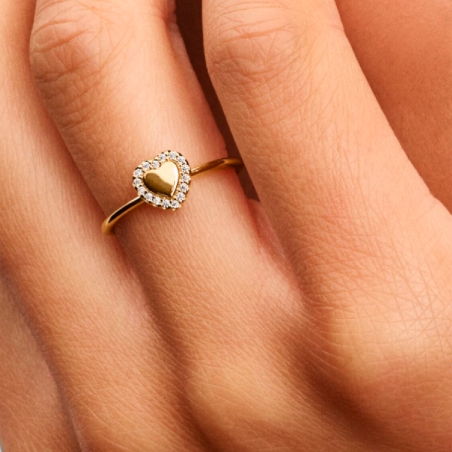 Anillo Pandora Halo Corazón Grabable 163801C01