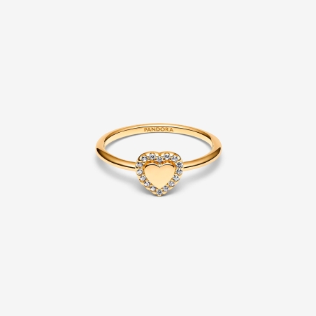 Anillo Pandora Halo Corazón Grabable 163801C01