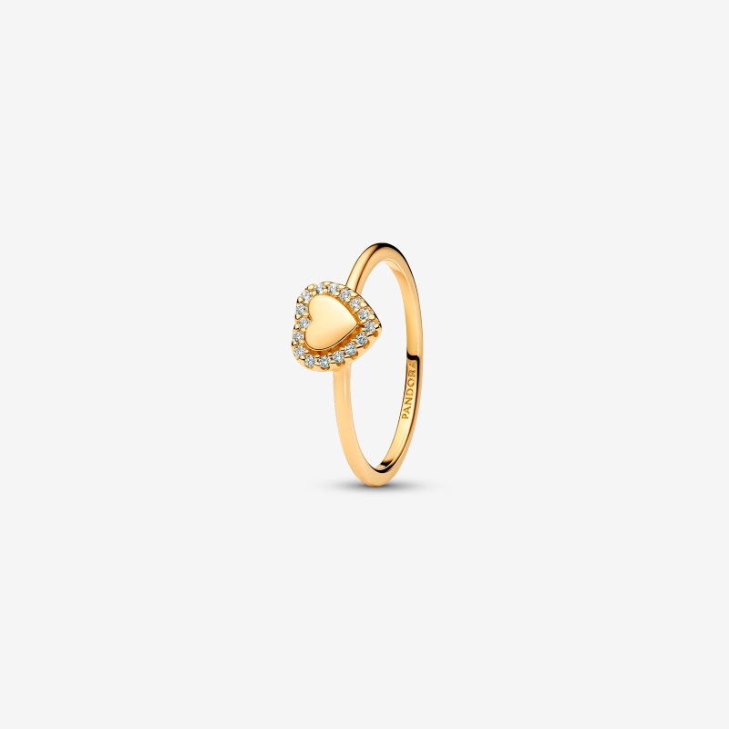 Anillo Pandora Halo Corazón Grabable 163801C01