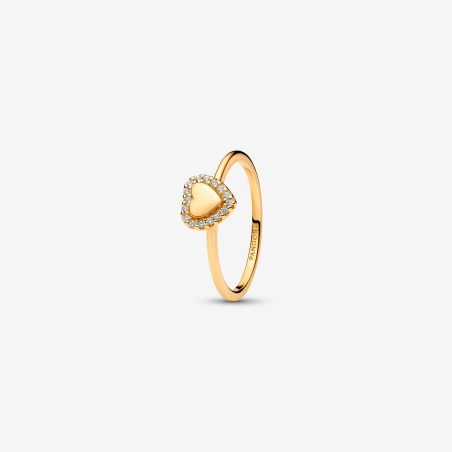 Anillo Pandora Halo Corazón Grabable 163801C01