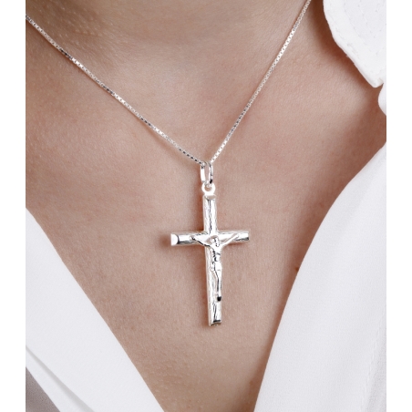 Colgante Cruz Plata primera ley "Mornire"