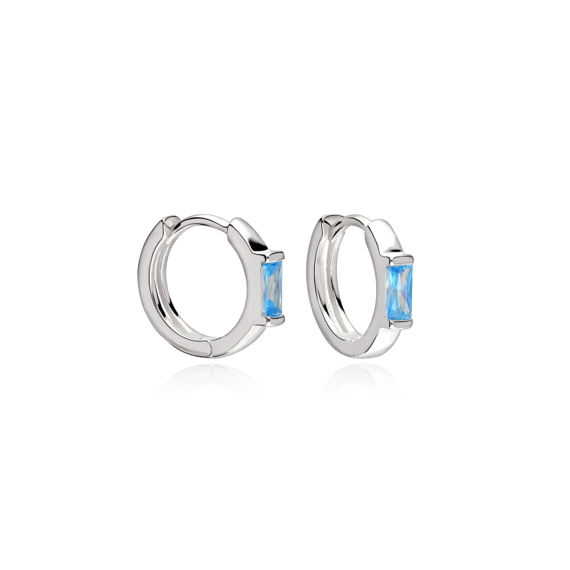 Aros Plata primera ley y circonita azul "Sukoshi"