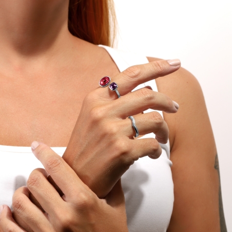 Anillo Plata primera ley y circonitas "Loren"