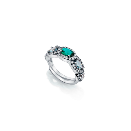 Anillo Viceroy Plata Y Circonitas Blancas Y Verdes 50000A012-35 - Joyerías Sánchez
