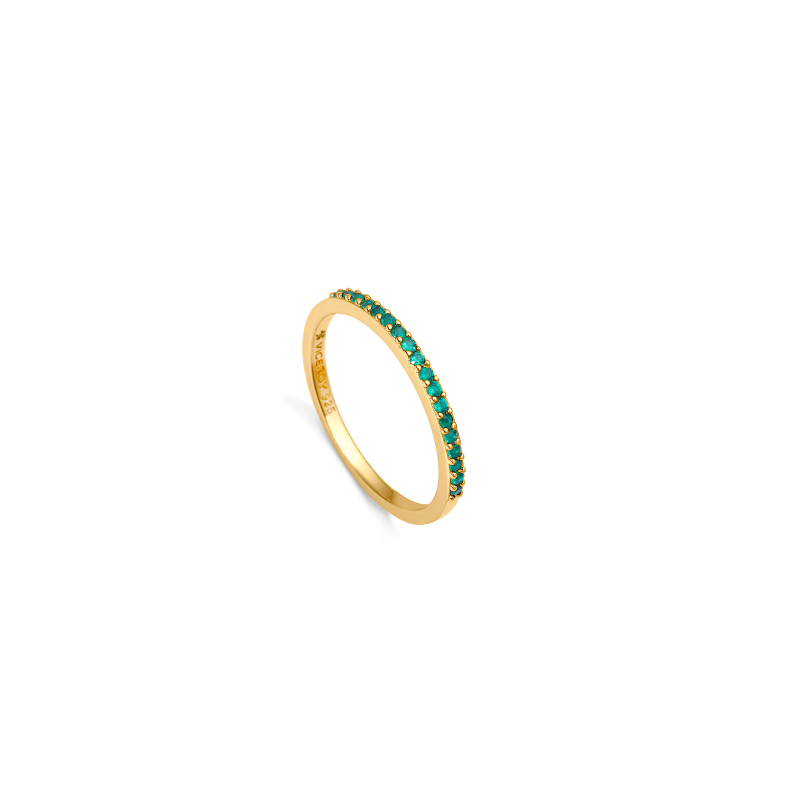 Anillo Viceroy Plata Baño Oro Y Circonitas Verdes 9118A012-32