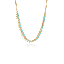 Collar Viceroy Acero Dorado Cadena Y Piedras Azules 14164C01014