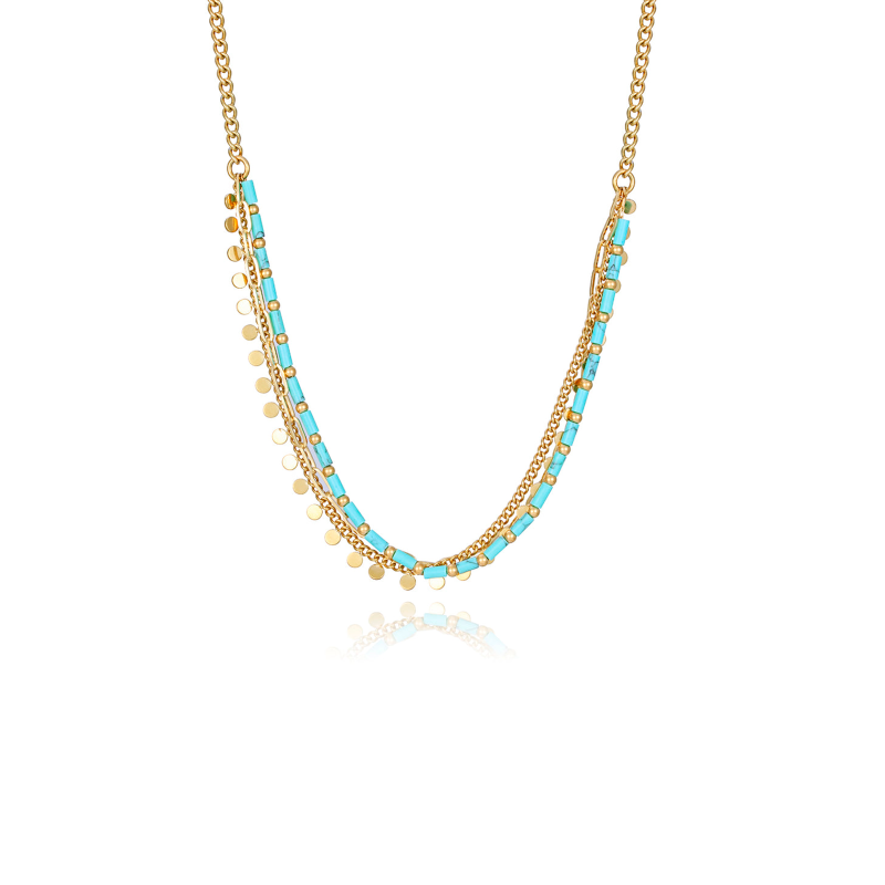 Collar Viceroy Acero Dorado Cadena Y Piedras Azules 14164C01014