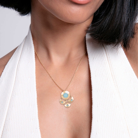 Collar Viceroy Acero IP Dorado Cristal Azul 14159C01013