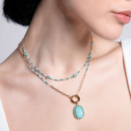 Collar Viceroy Doble Acero IP Dorado Piedras De Color 14161C01016