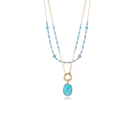 Collar Viceroy Doble Acero IP Dorado Piedras De Color 14161C01016