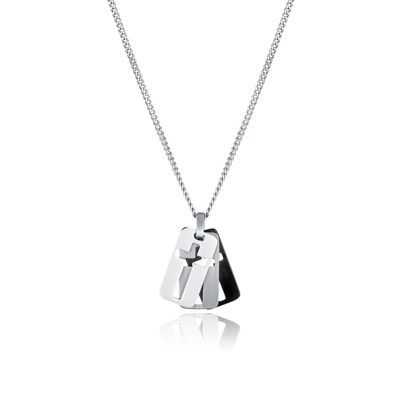 Collar Viceroy Acero Triple Placa Cruz 75377C01019