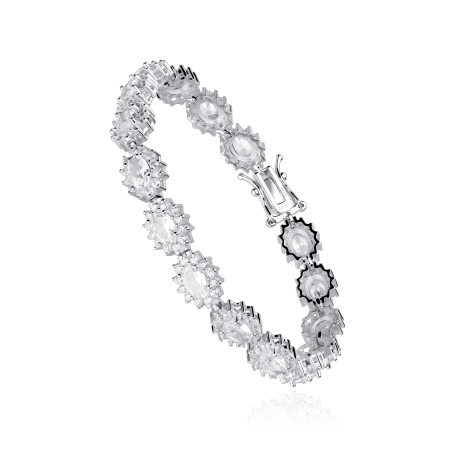 PULSERA PLATA SEMI RIGIDA OVALADA CIRCON (NEW) 0618045