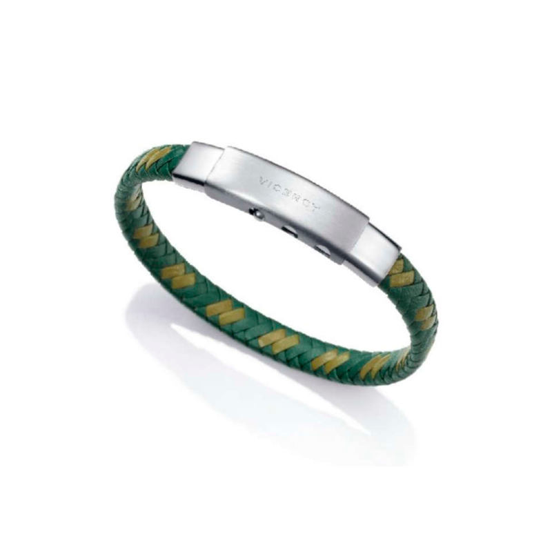 Pulsera Viceroy Magnum Acero Y Piel Tranzada Verde 6442P09016