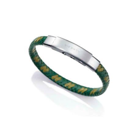Pulsera Viceroy Magnum Acero Y Piel Tranzada Verde 6442P09016