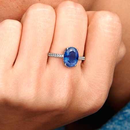 Anillo Pandora Cristal Azul Ovalado 190056C01