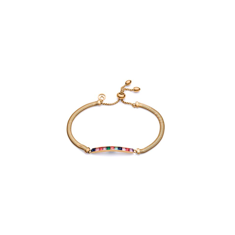 Pulsera Viceroy Acero Baño Oro Y CIrconitas De Colores 1460P09012